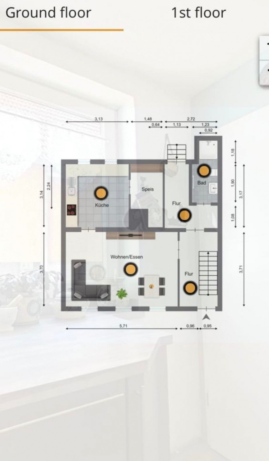 Grundriss Erdgeschoss Reihenmittelhaus Mudau
